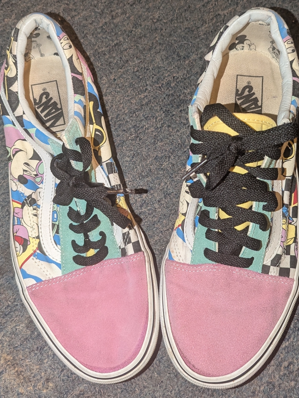 Vans Colorblock Disney Cartoon Skate Sneakers - Pink Toe PERFECT CONDITION
